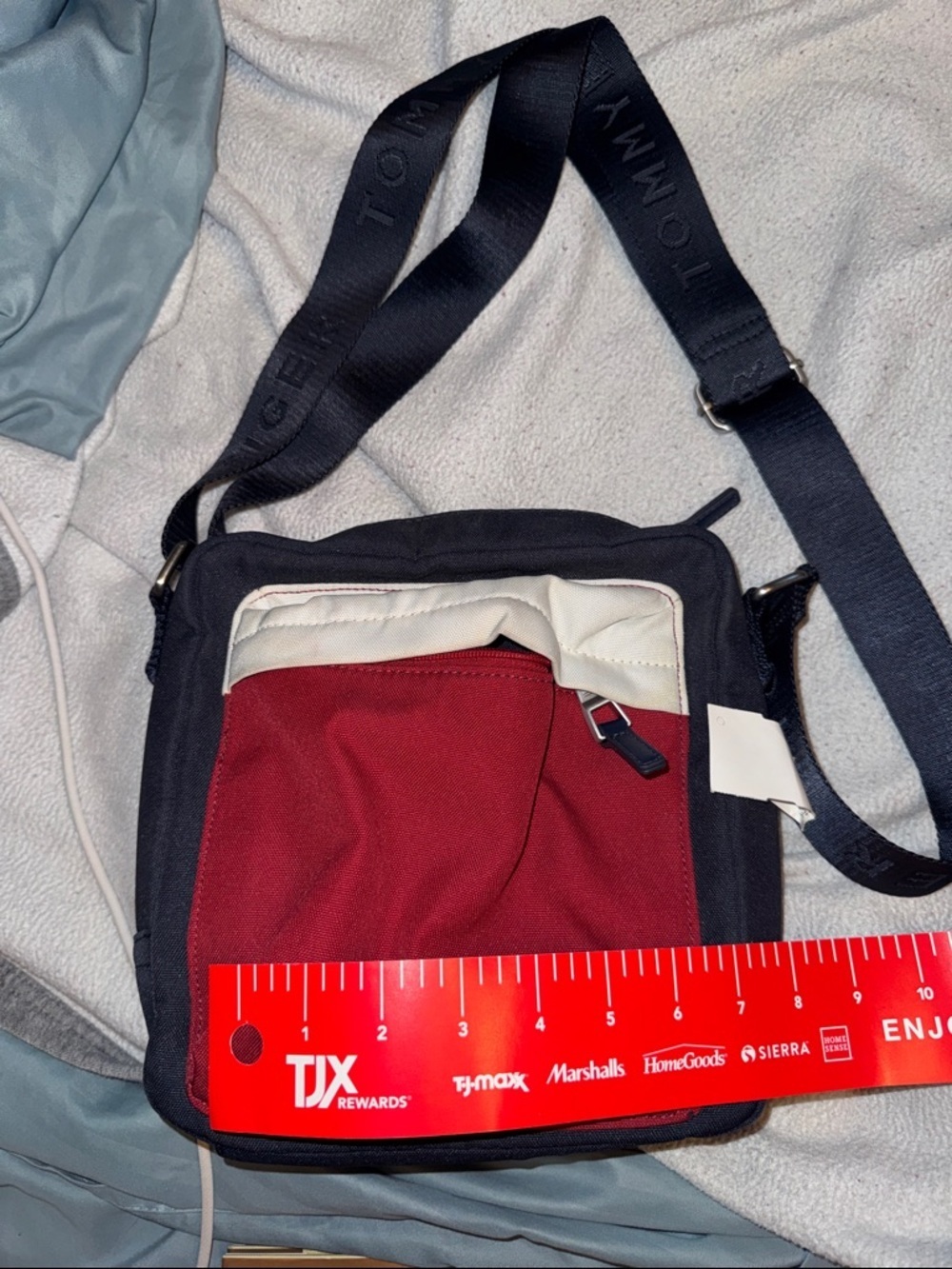 Tommy Hilfiger Black, Red & Cream Compact Messenger Crossbody